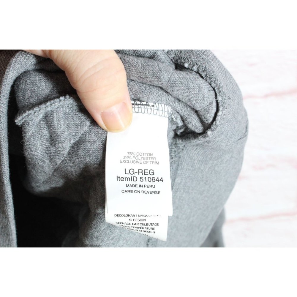 LL Bean Gray Heather Quilted Crewneck Cozy Comfort Pullover Sweatshirt L - Picture 6 of 11